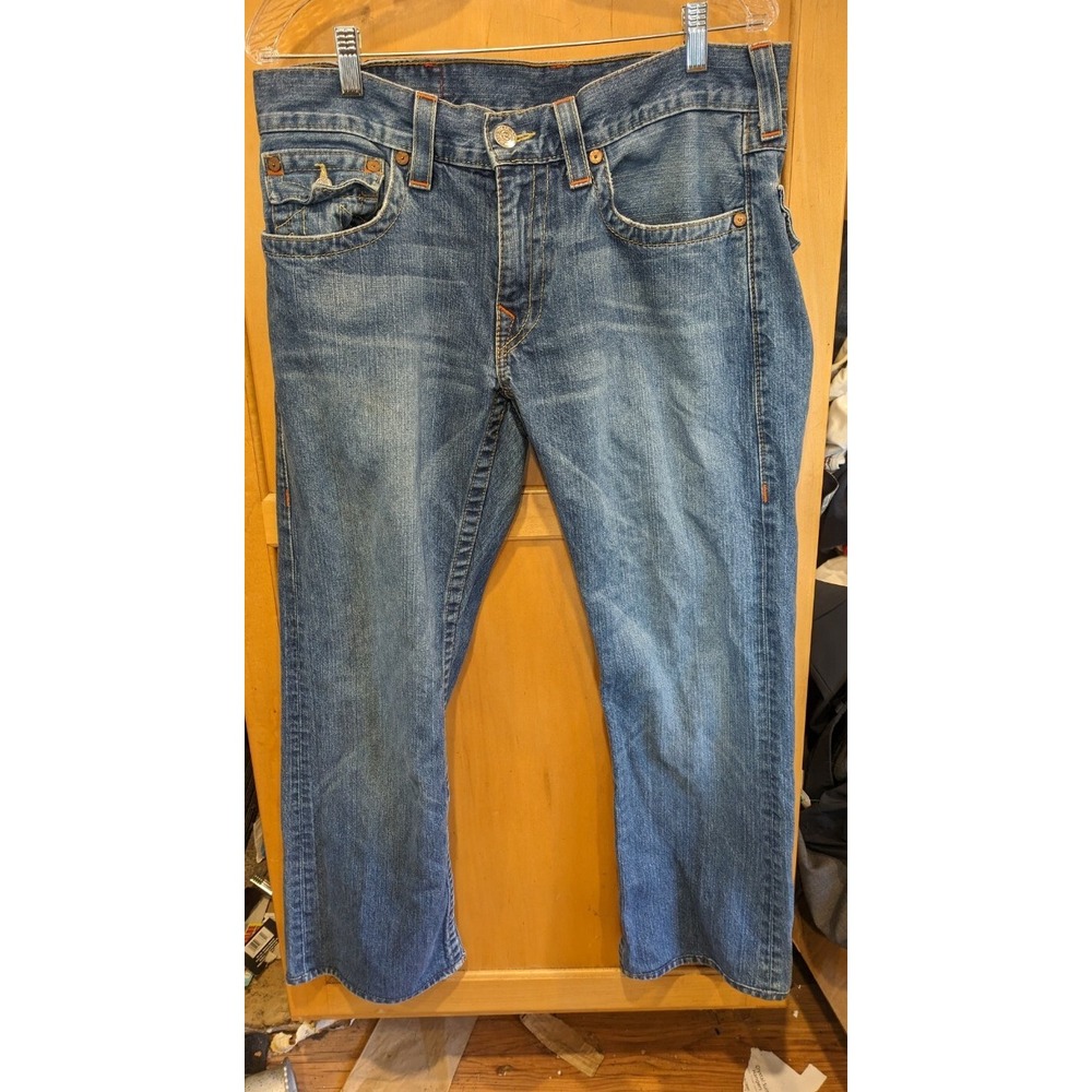 True Religion Mens Billy Super T Stitch Bootcut Jeans size 33 x Measure 33X29